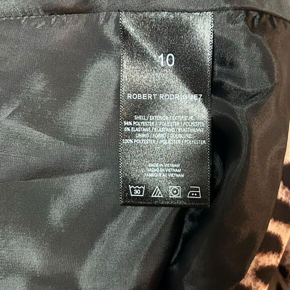 Robert Rodriguez Chocolate Purple Leopard Open Front Zip Pockets Size 10 Blazer - Picture 13 of 15